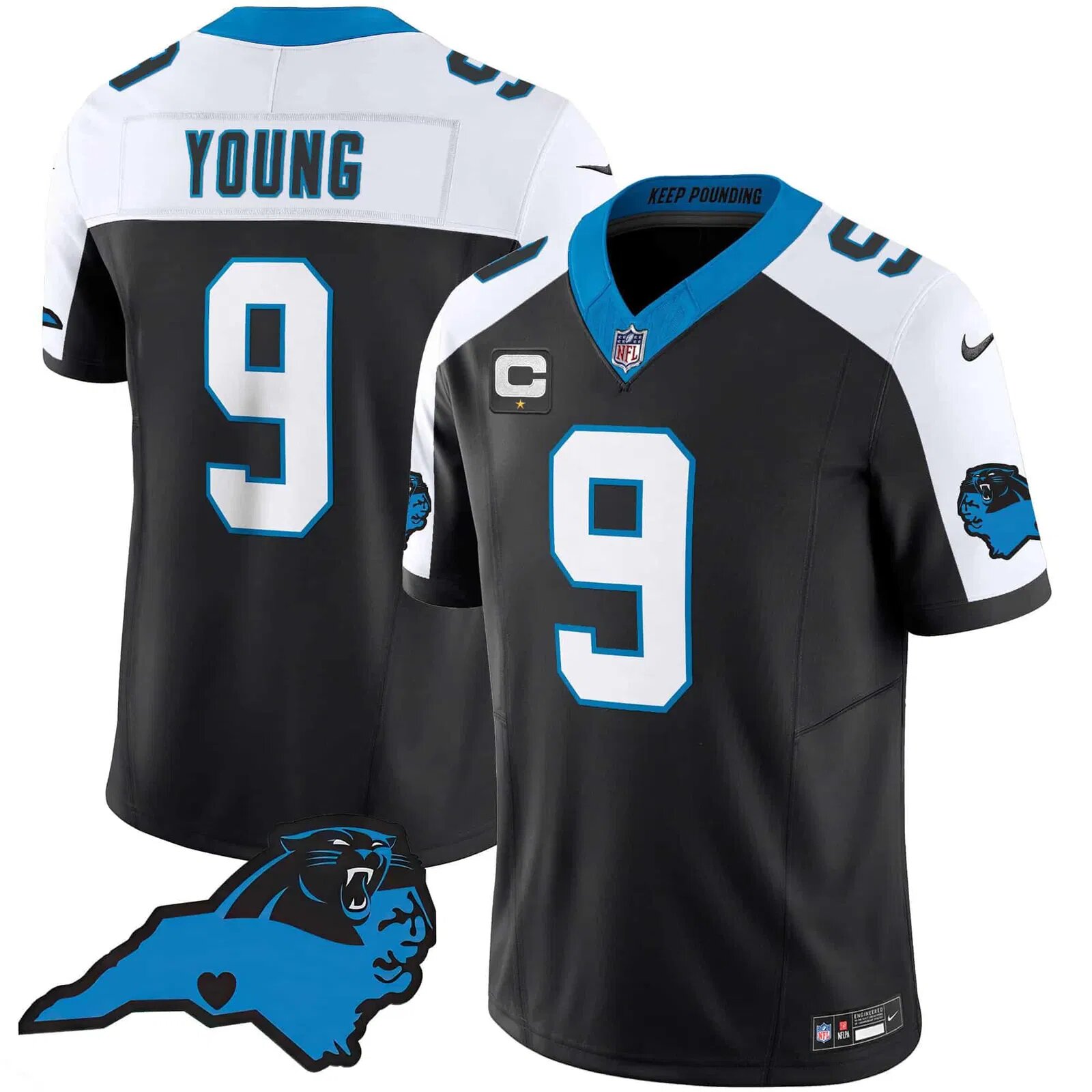 Men Carolina Panthers #9 Young Black 2024 Nike Vapor Limited NFL Jersey